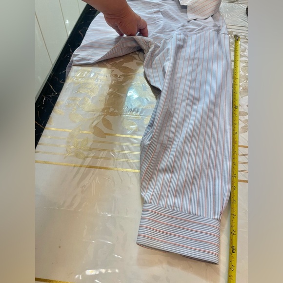 Brooks Brothers Polo Shirt Mens 18-35 Blue White Pink Stripe Non Iron Cotton - Picture 6 of 8